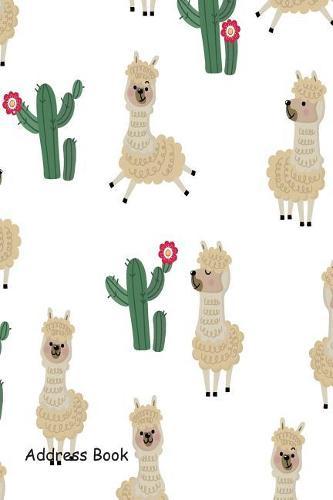 Address Book: Include Alphabetical Index with Cute Alpaca and Cactus Seamless Cover