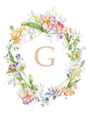 G: Monogram Initial G Notebook Pink Floral 110 Pages 8.5 X 11