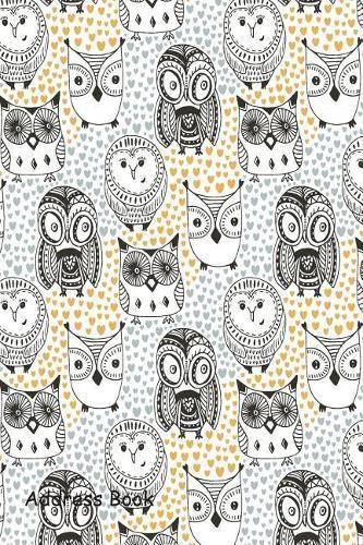 Address Book: Include Alphabetical Index with Childish Pattern with Funny Owl Cover
