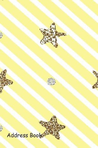 Address Book: Include Alphabetical Index with Hand Draw Gold Glitter Star and Dot Shape Cover