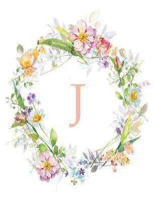 J: Monogram Initial J Notebook Pink Floral 110 Pages 8.5 X 11