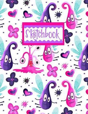 Sketchbook: 110 Pages of Drawing Paper 8.5 X 11 Cute Flying Purple Monsters Design Cover for Kids
