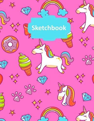 Sketchbook: 110 Pages of Drawing Paper 8.5 X 11 Cute Kawaii Unicorns Pink Design Cover for Girls