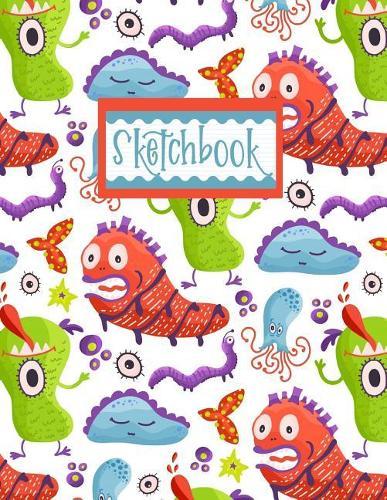 Sketchbook: 110 Pages of Drawing Paper 8.5 X 11 Funny Red and Green Monsters Design Cover for Kids