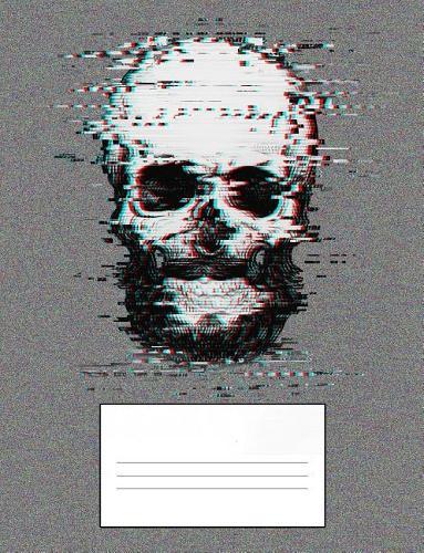 Glitch Skull: 7.44 X 9.69 - Graph Ruled Composition - 120 Pages