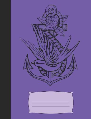 Anchore Swallow & Rose Composition: Purple - 7.44 X 9.69 Wide Ruled Composition - 120 Pages