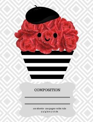 Cupcake Composition Notebook: French Parisian Style Petit Gateau Red Rosette Frosted Cupcake Wide Rule Composition Book