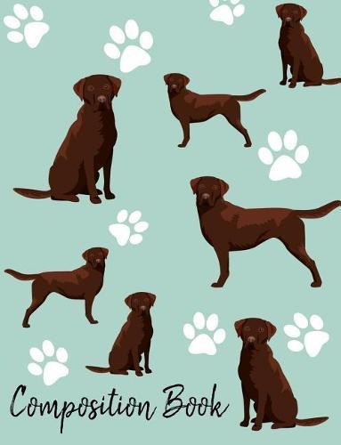 Composition Book: Chocolate Labrador Retriever Paw Prints Cute School Notebook 100 Pages Wide Ruled Paper