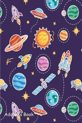 Address Book: For Contacts, Addresses, Phone Numbers, Email, Note, Alphabetical Index with Planet Pattern Background