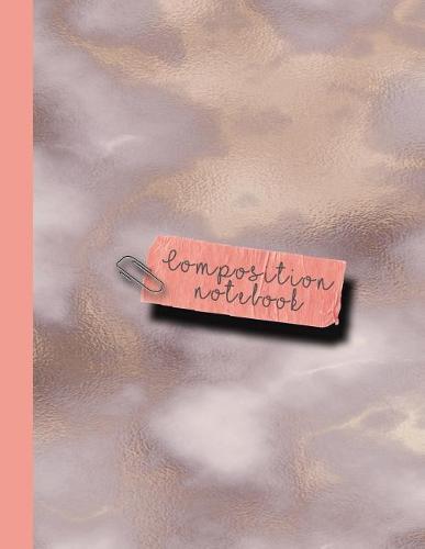 Composition Notebook: Large Sparkle Glitter School or Academic College Ruled Notebook for Girls and Women - Pink and Peach Marble