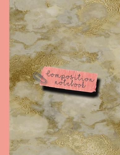 Composition Notebook: Large Sparkle Glitter School or Academic College Ruled Notebook for Girls and Women - Gold on Gold Marble