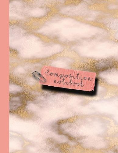 Composition Notebook: Large Sparkle Glitter School or Academic College Ruled Notebook for Girls and Women - Pink and Gold Marble