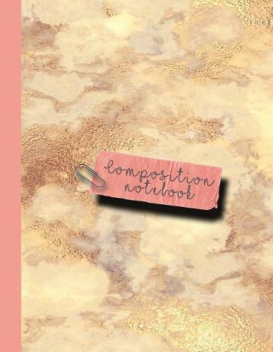 Composition Notebook: Large Sparkle Glitter School or Academic College Ruled Notebook for Girls and Women - Gold and Peach Marble