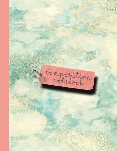 Composition Notebook: Large Sparkle Glitter School or Academic College Ruled Notebook for Girls and Women - Green and Gold Marble