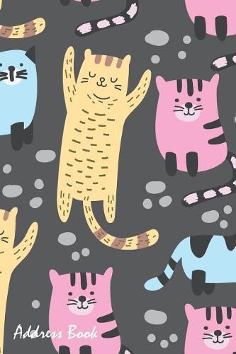 Address Book: For Contacts, Addresses, Phone, Email, Note, Emergency Contacts, Alphabetical Index with Cute Cat on Grey