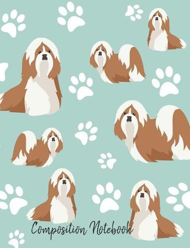 Composition Notebook: Shih Tzu Paw Prints Cute School Notebook 100 Pages Wide Ruled Paper