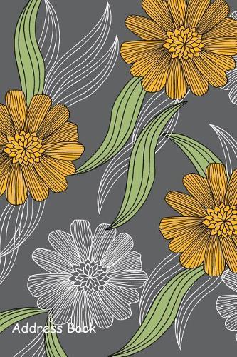 Address Book: For Contacts, Addresses, Phone, Email, Note, Emergency Contacts, Alphabetical Index with Abstract Grey Flower