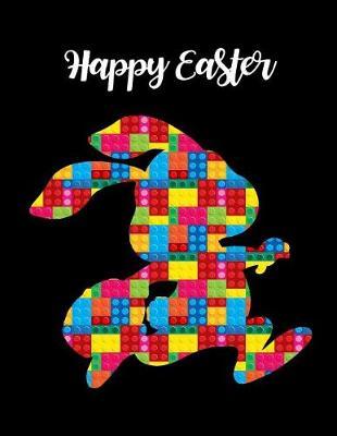 Happy Easter: Cute Easter Gift for Boys Easter Bunny Building Blocks Theme, Sketchbook & Sticker Book Activity Book for Kids - Young Artists Large Notebook