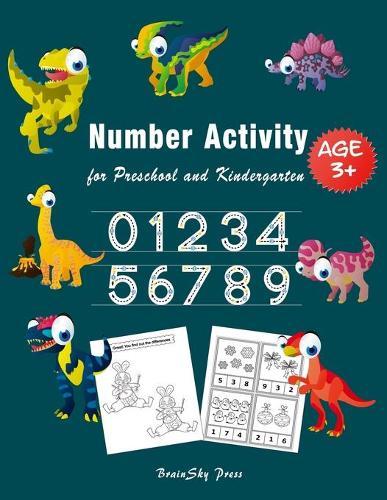 Number Activity: Essential Writing Practice for Preschool and Kindergarten, Ages 3-5, 6-8, 1 to 50 Numbers Tracing with Dinosaurs, Number Exercises, Count and Write, Find Differences, Cute Patterns Coloring for Counting, Count Card Activity Book