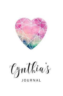 Cynthia's Journal: Personalized Blank Lined Paper Notebook, Custom Name Writing Journal with Watercolor Heart Diamond for Women and Teen Girls