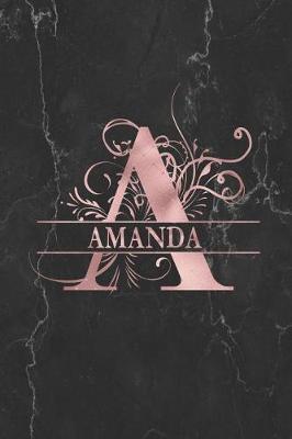 Amanda: Rose Gold Floral Initial Monogram College Ruled Blank Journal for Women