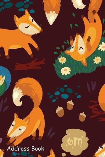 Address Book: or Contacts, Addresses, Phone, Email, Note, Emergency Contacts, Alphabetical Index With Fox Floral Background