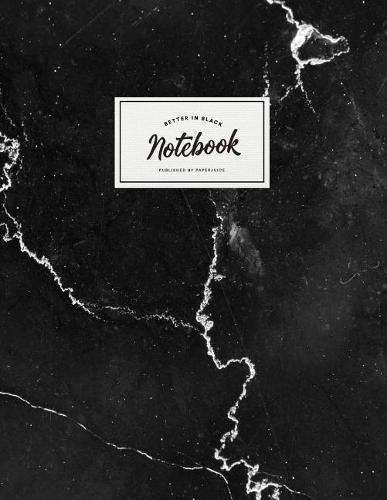 Notebook: Beautiful black marble white label ★ School supplies ★ Personal diary ★ Office notes 8.5 x 11 - big notebook 150 pages