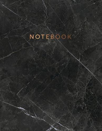 Notebook: Beautiful black marble gold bronze lettering ★ School supplies ★ Personal diary ★ Office notes 8.5 x 11 - big notebook 150 pages College ruled