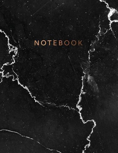 Notebook: Beautiful black marble gold bronze lettering ★ School supplies ★ Personal diary ★ Office notes 8.5 x 11 - big notebook 150 pages College ruled