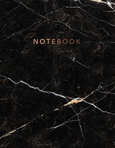 Notebook: Beautiful black marble gold bronze lettering ★ School supplies ★ Personal diary ★ Office notes 8.5 x 11 - big notebook 150 pages College ruled