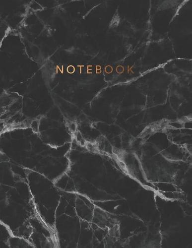 Notebook: Beautiful black marble gold bronze lettering ★ School supplies ★ Personal diary ★ Office notes 8.5 x 11 - big notebook 150 pages College ruled