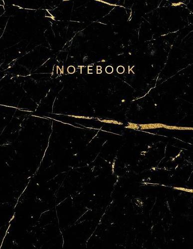 Notebook: Beautiful black marble gold bronze lettering ★ School supplies ★ Personal diary ★ Office notes 8.5 x 11 - big notebook 150 pages College ruled