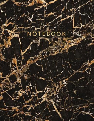 Notebook: Beautiful black marble gold bronze lettering ★ School supplies ★ Personal diary ★ Office notes 8.5 x 11 - big notebook 150 pages College ruled