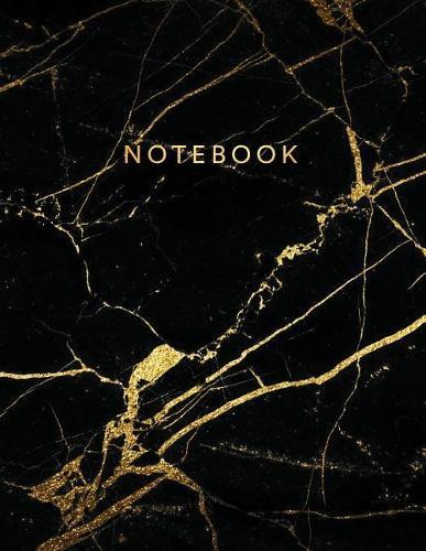 Notebook: Beautiful black marble gold bronze lettering ★ School supplies ★ Personal diary ★ Office notes 8.5 x 11 - big notebook 150 pages College ruled