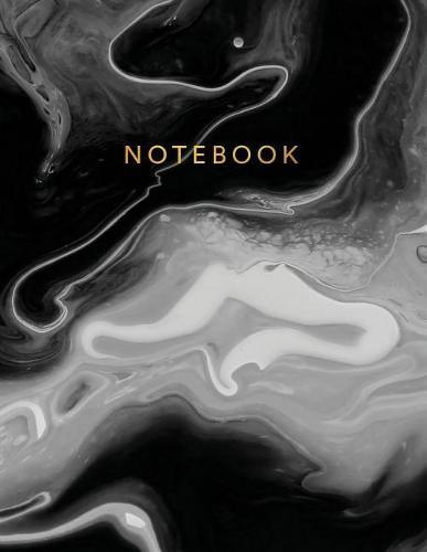 Notebook: Beautiful black marble gold bronze lettering ★ School supplies ★ Personal diary ★ Office notes 8.5 x 11 - big notebook 150 pages College ruled