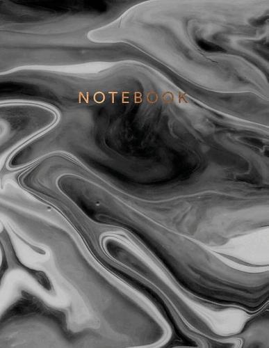 Notebook: Beautiful black marble gold bronze lettering ★ School supplies ★ Personal diary ★ Office notes 8.5 x 11 - big notebook 150 pages College ruled