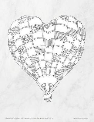 Marble Hot Air Balloon Bullet Journal with Floral Margins for Adult Coloring
