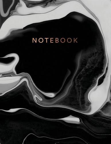 Notebook: Beautiful black marble gold bronze lettering ★ School supplies ★ Personal diary ★ Office notes 8.5 x 11 - big notebook 150 pages College ruled