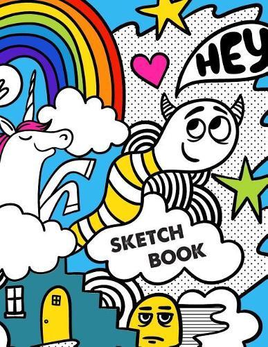 Sketch Book: Retro 80s Unicorn Monster Doodles Sketchbook for Drawing Sketching - 8.5x11 Pages to Draw Sketch Doodle - Write in Title, Date, Table of Contents