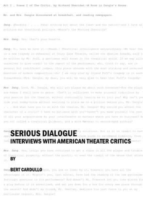 Serious Dialogue: Interviews with American Theater Critics
