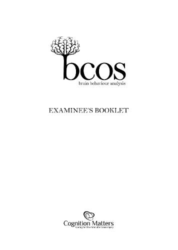 BCoS Cognitive Screen: Examinee's Booklet (Pack of 15)