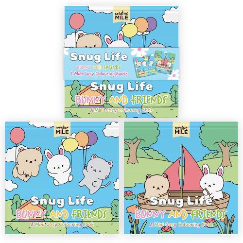 2 Pack Mini Colouring Book Snug Life Cosy Colouring Bunnies and Blooms