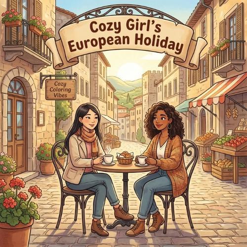 Cozy Girl's European Holiday: Relaxing Hygge Coloring Book for Adults & Teens Cute & Fun Easy Bold Line Designs of Cafes, Cobblestone Streets, Scenic Getaways & Slow Travel Vintage Moments Stress Relief, Creative Therapy & Screen-Free Self-Care Gifts