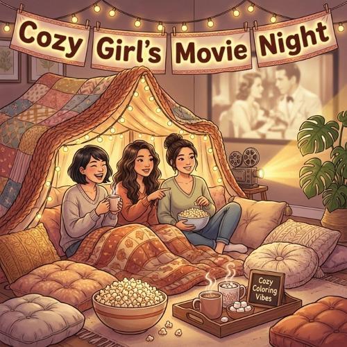 Cozy Girl's Movie Night: Nostalgic & Fun Coloring Book Easy Bold Line Designs of Cute Popcorn Bowls, Vintage Cinema Snacks, Pajama Parties & Late-Night Vintage Film Marathons Hygge Relaxation, Stress Relief & Creative Therapy Gift for Adults & Teens