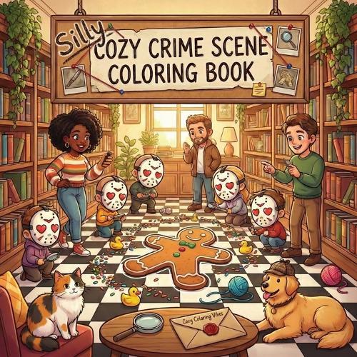 Silly Cozy Crime Scene Coloring Book: Fun Easy Bold Large Simple Art Lines for Adults & Teens Whimsical Mystery, Playful Detective Parody & Spooky Cute Dark Humor Hygge Stress Relief, Anxiety Calm, Mindfulness Therapy & Creative Gift for Women