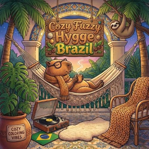Cozy Fuzzy Hygge Brazil: Fun Easy Bold Line Coloring Book for Adults Tropical Rainforests, Festivals, Beaches & Cute Animal Travel Adventures Meditation Stress Relief, Mindfulness Therapy, Anxiety Calm & Creative Screen-Free Gift for Women & Teens