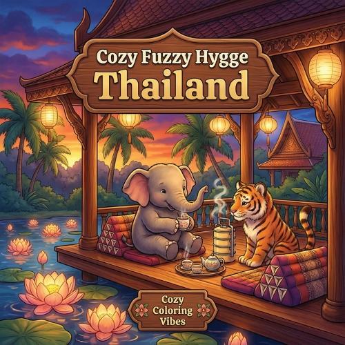 Cozy Fuzzy Hygge Thailand: Easy Bold Line Designs Coloring Book for Adults Markets, Temples, Tropical Beaches & Cute Animal Travel Adventures Creative Screen-Free Wellness Gift for Women & Teens for Stress Relief, Meditation, & Mindfulness Therapy