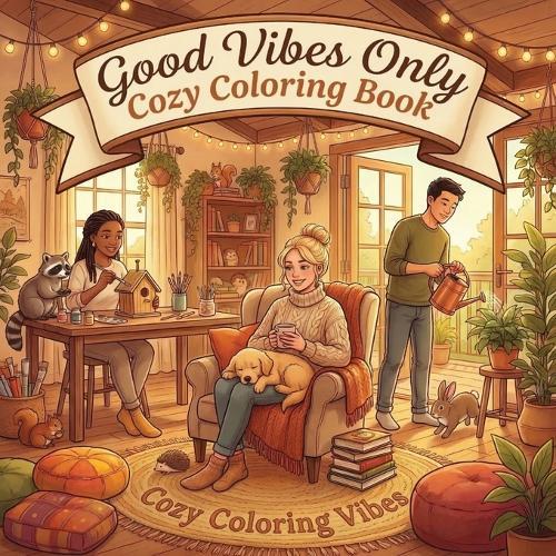 Good Vibes Only Cozy Coloring Book: Simple Bold Line Design Adult Coloring Book Cute Animals, Morning Rituals, Peaceful & Comforting Homebody Scenes Creative Screen-Free Mindfulness Meditation, Anxiety & Stress Relief Therapy Gift for Women & Teens
