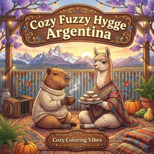 Cozy Fuzzy Hygge Argentina: Bold & Easy Line Art Designs Coloring Book Fun South American Cultural Comfort Scenes, Cute Animal Travel Adventure Creative Screen-Free Wellness Gift for Women & Teens for Stress Relief, Meditation, & Mindfulness Therapy