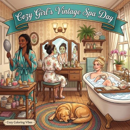 Cozy Girl's Vintage Spa Day: Cute Fun Bold Line Designs Adult Coloring Book with Self-Care Rituals, Skincare Moments, Bath Time Relaxation & Comfort Aesthetic Scenes Anxiety Relief, Mindfulness Activities & Creative Therapy Gift for Women & Teens